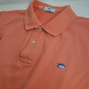 Southern Tide, Peach Short Sleeve Polo‎ Shirt, Size L